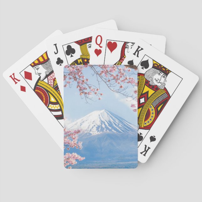 Eis und Schnee | Kirschblüten Berg Fuji Japan Spielkarten (Rückseite)