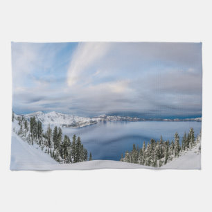 Eis und Schnee   Kratersee Oregon Geschirrtuch