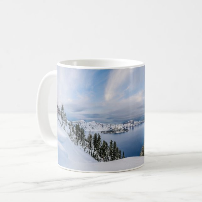 Eis und Schnee | Kratersee Oregon Kaffeetasse (Vorderseite Links)
