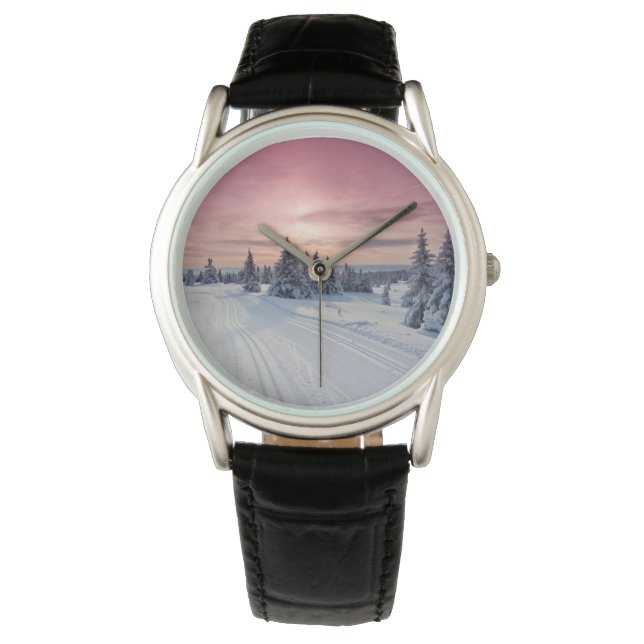 Eis und Schnee | Lillehammer, Norwegen Armbanduhr (Vorderseite)