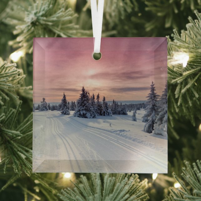Eis und Schnee | Lillehammer, Norwegen Ornament Aus Glas (Insitu)