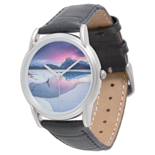 Eis und Schnee | Mt. Rundle, Kanada Armbanduhr (Schrägansicht)