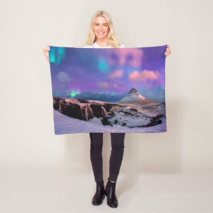 Eis und Schnee Nordlichter, Kirkjufell Fleecedecke