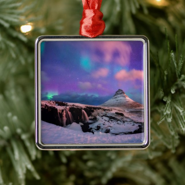 Eis und Schnee | Nordlichter, Kirkjufell Ornament Aus Metall (Baum)