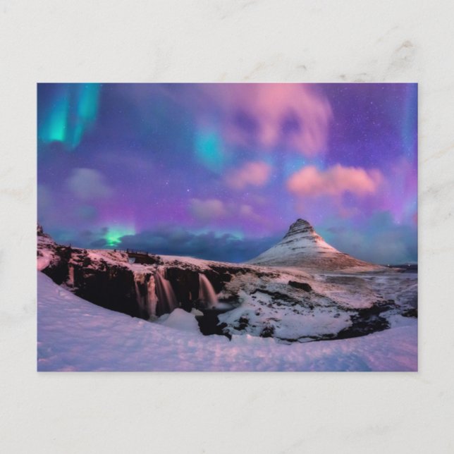 Eis und Schnee | Nordlichter, Kirkjufell Postkarte (Vorderseite)