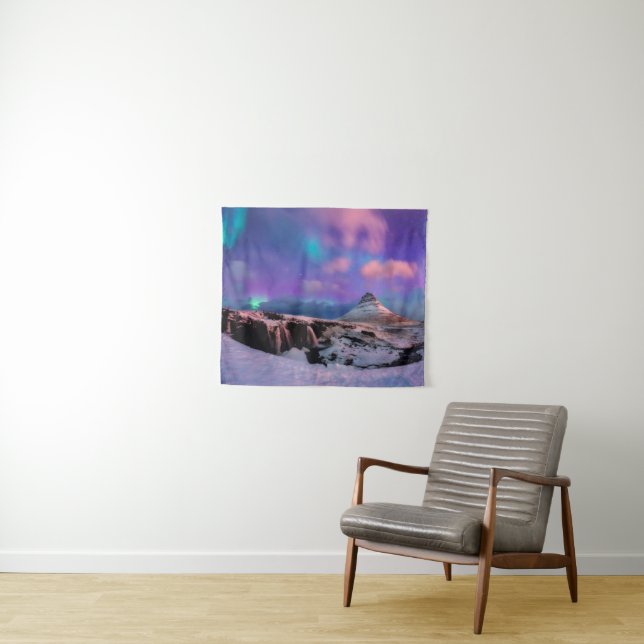 Eis und Schnee | Nordlichter, Kirkjufell Wandteppich (Beispiel (Horizontal))