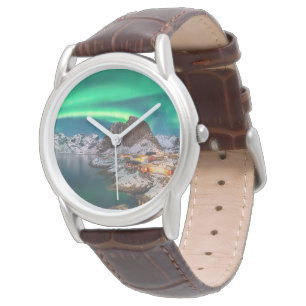 Eis und Schnee Nordlichter, Norwegen Armbanduhr