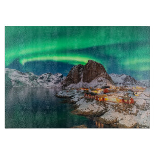 Eis und Schnee Nordlichter, Norwegen Schneidebrett