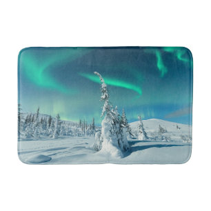 Eis und Schnee Northern Lights, Lappland, Finnla Badematte