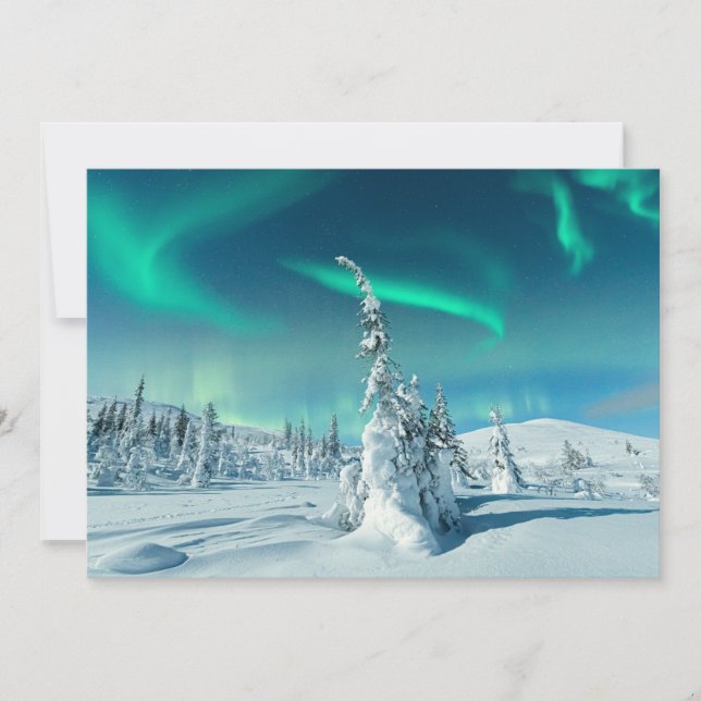 Eis und Schnee | Northern Lights, Lappland, Finnla Dankeskarte (Vorderseite)