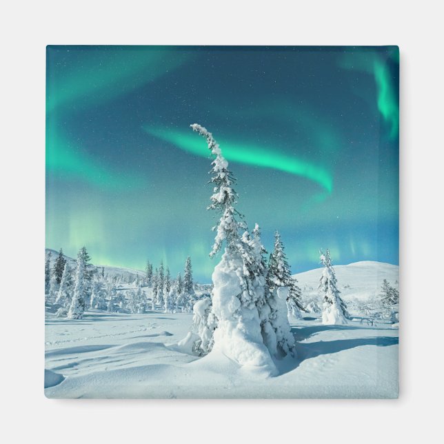 Eis und Schnee | Northern Lights, Lappland, Finnla Magnet (Vorne)