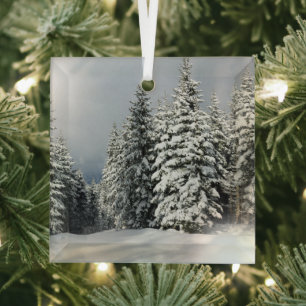Eis und Schnee Pine Woodland, Österreich Ornament Aus Glas