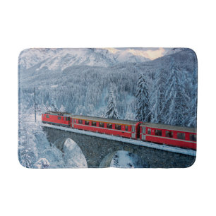 Eis und Schnee Red Bernina Express Zug Schweiz Badematte