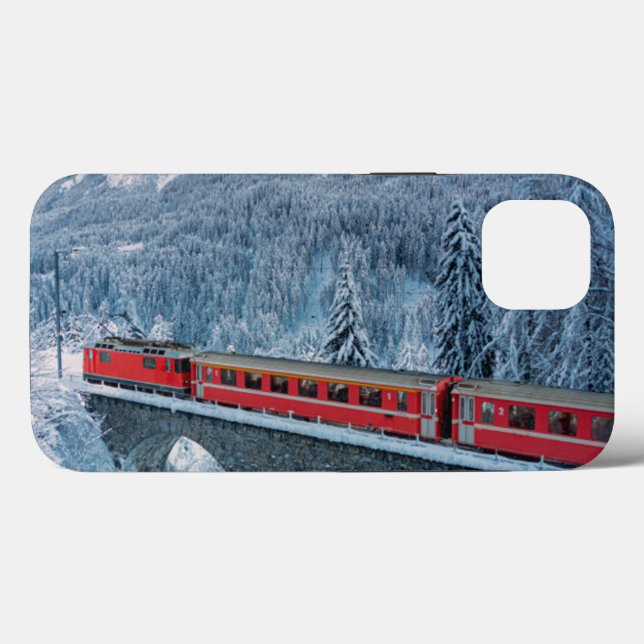 Eis und Schnee | Red Bernina Express Zug Schweiz Case-Mate iPhone Hülle (Rückseite (Horizontal))