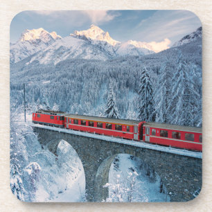 Eis und Schnee Red Bernina Express Zug Schweiz Getränkeuntersetzer