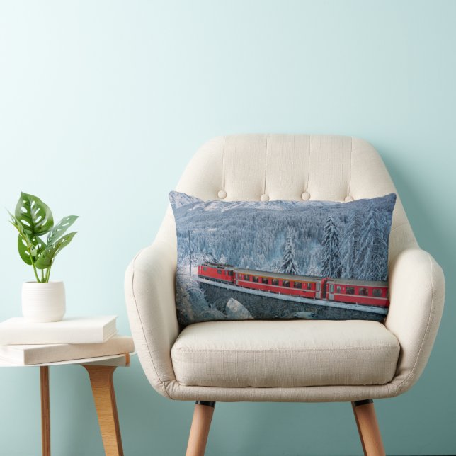 Eis und Schnee | Red Bernina Express Zug Schweiz Lendenkissen (Stuhl )