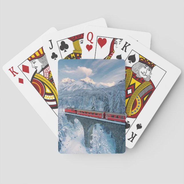 Eis und Schnee | Red Bernina Express Zug Schweiz Spielkarten (Rückseite)