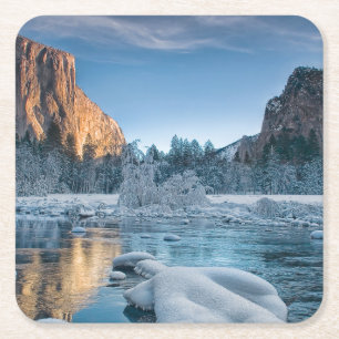 Eis und Schnee Rime Ice im Yosemite-Tal Rechteckiger Pappuntersetzer