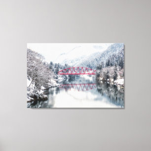 Eis und Schnee Rote Brücke im Winter, Japan Leinwanddruck
