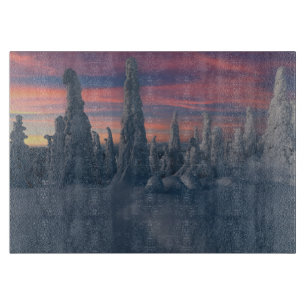 Eis und Schnee Schneebedeckte Bäume, Lappland, F Schneidebrett