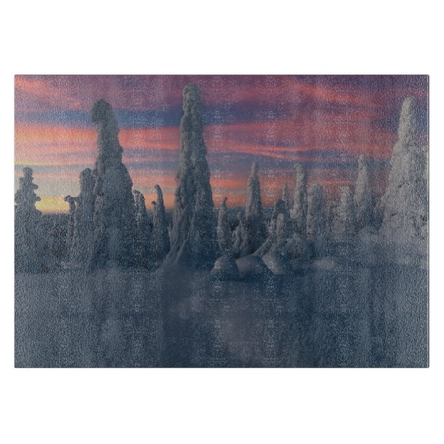 Eis und Schnee | Schneebedeckte Bäume, Lappland, F Schneidebrett (Vorderseite)