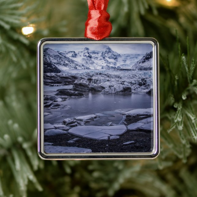 Eis und Schnee | Sólheimajökull Glacier, Island Ornament Aus Metall (Baum)