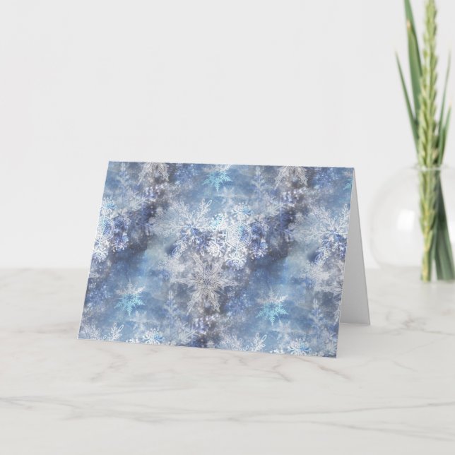Eis und Schnee Textured Blue Weihnachtsmuster Dankeskarte (Vorderseite)
