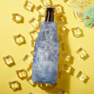 Eis und Schnee Textured Blue Weihnachtsmuster Flaschenkühler