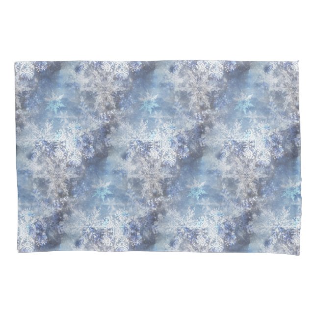 Eis und Schnee Textured Blue Weihnachtsmuster Kissenbezug (Vorderseite)