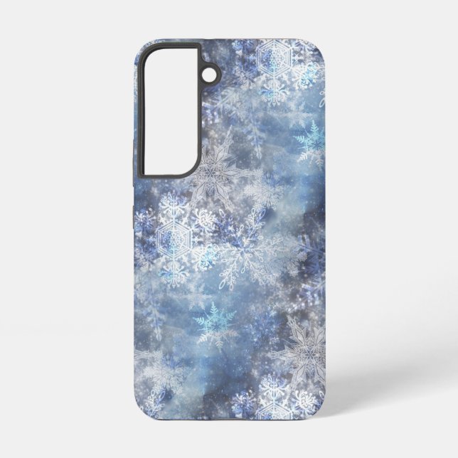 Eis und Schnee Textured Blue Weihnachtsmuster Samsung Galaxy Hülle (Rückseite)