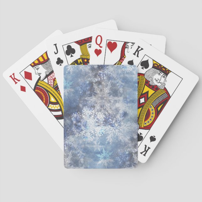 Eis und Schnee Textured Blue Weihnachtsmuster Spielkarten (Rückseite)