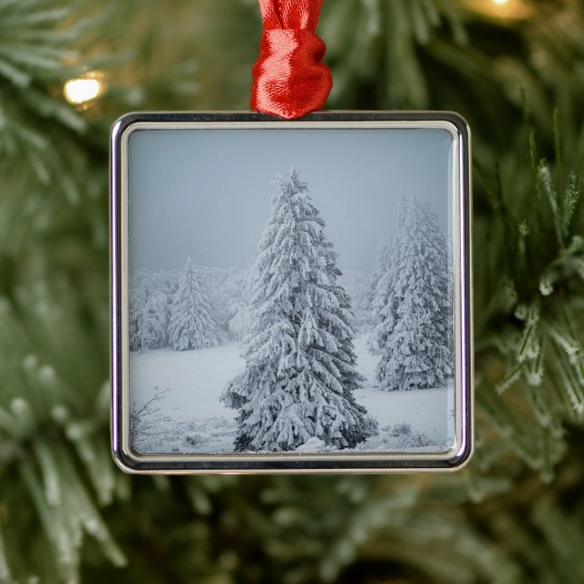 Eis und Schnee | Wald, Schweizer Alpen Ornament Aus Metall (Baum)