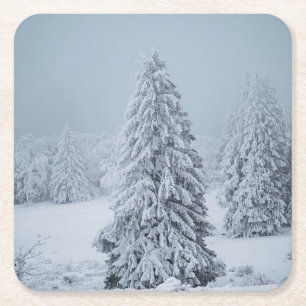 Eis und Schnee Wald, Schweizer Alpen Rechteckiger Pappuntersetzer