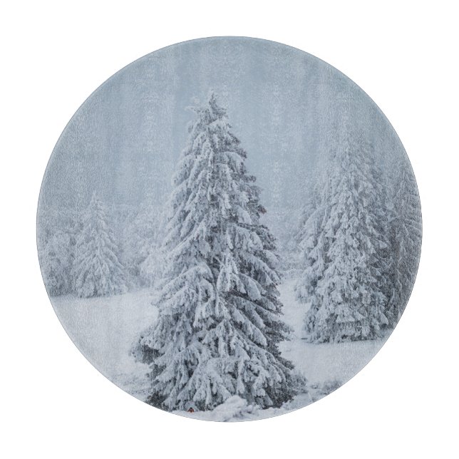 Eis und Schnee | Wald, Schweizer Alpen Schneidebrett (Vorderseite)