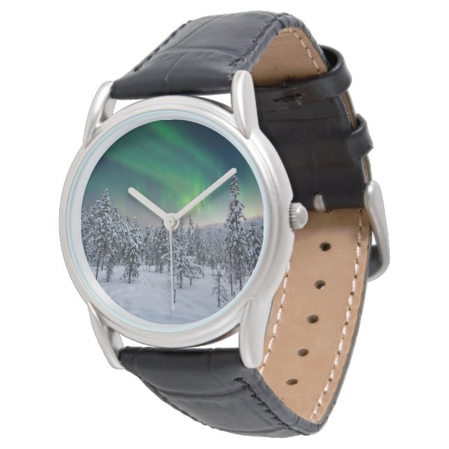 Eis und Schnee | Winterlandschaft, Finnland Armbanduhr (Schrägansicht)