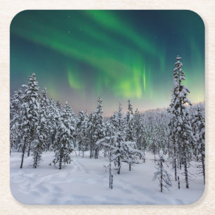 Eis und Schnee Winterlandschaft, Finnland Rechteckiger Pappuntersetzer