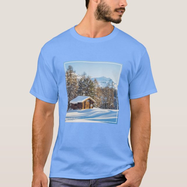 Eis und Schnee | Winterlogmelkabine Schweizer Alpe T-Shirt (Vorderseite)