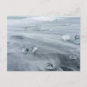 Eis und Wasser an einem Strand, Island Postkarte