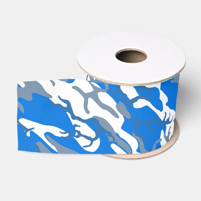 Eis-Wasser-Blau-Camouflage Ripsband (Spule)