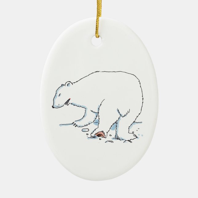 Eisbaer oval Keramikschmuck Keramik Ornament (Vorne)