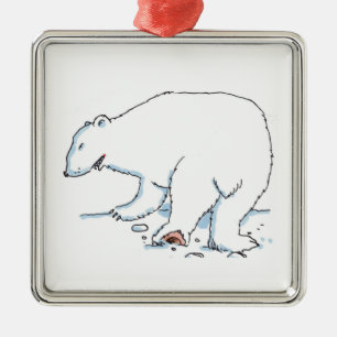 Eisbaer Premium-Ornament in Quadrat-Form Ornament Aus Metall