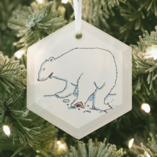 Eisbaer-Sechseck-Glasornament Ornament Aus Glas
