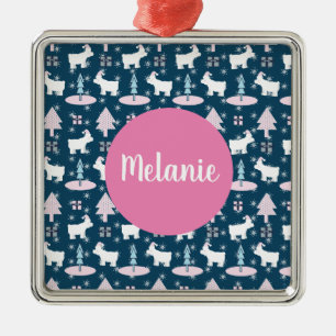 Eisbaer und Bäume Monogramm Weihnachtsgeschenk Ornament Aus Metall