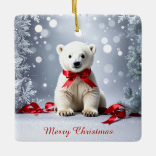 Eisbaer-Weihnachts-Ornament Keramikornament