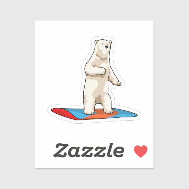 Eisbär als Snowboarder mit Snowboard Aufkleber (Blatt)