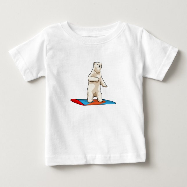 Eisbär als Snowboarder mit Snowboard Baby T-shirt (Vorderseite)