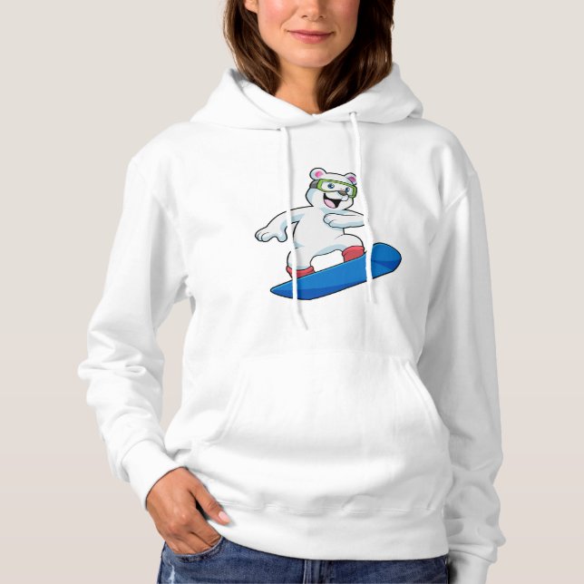 Eisbär als Snowboarder mit Snowboard Hoodie (Vorderseite)