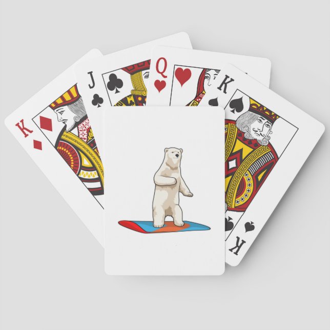 Eisbär als Snowboarder mit Snowboard Spielkarten (Rückseite)