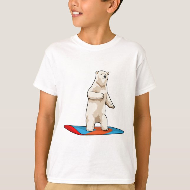 Eisbär als Snowboarder mit Snowboard T-Shirt (Vorderseite)