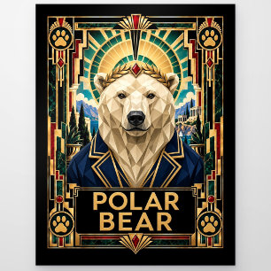 Eisbär, Art Deco Wildlife Postkarte